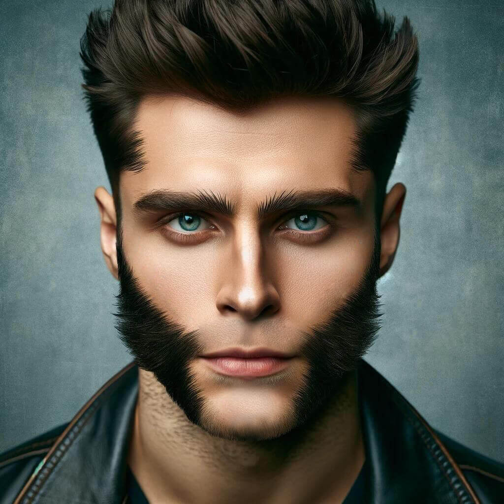 hombre con barba estilo wolverine hecho con inteligencia artificial